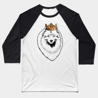 Keeshond Dog King Queen Wearing Crown Baseball T-Shirt